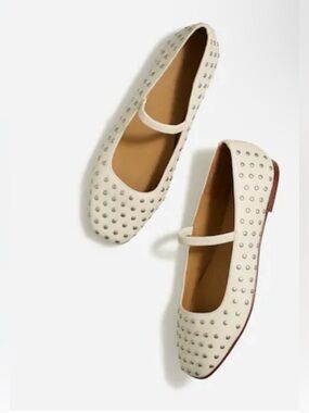 Madewell Cream Studded Mary Jane Flats